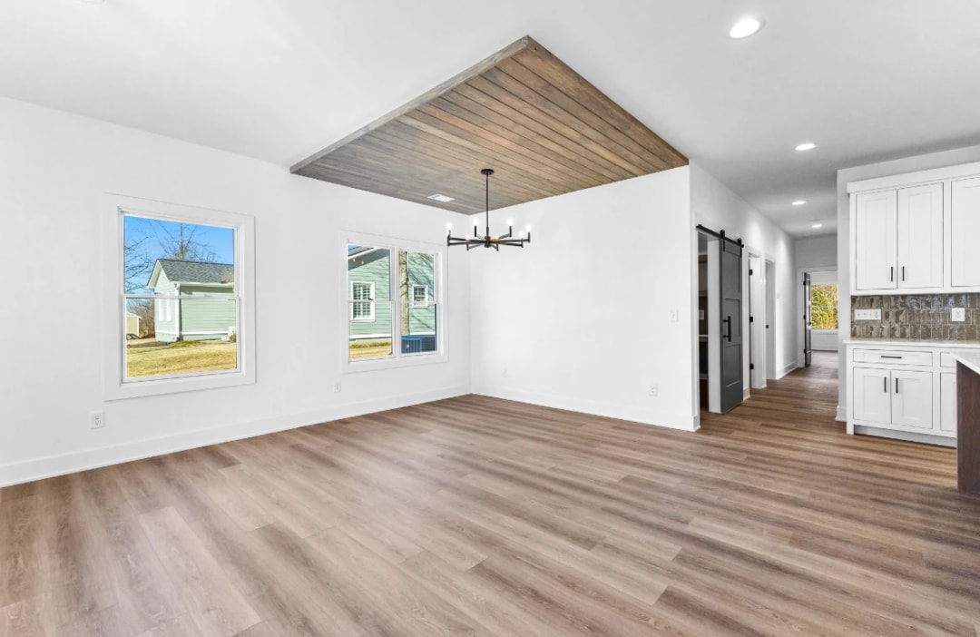 Vinyl plank flooring in dining room
