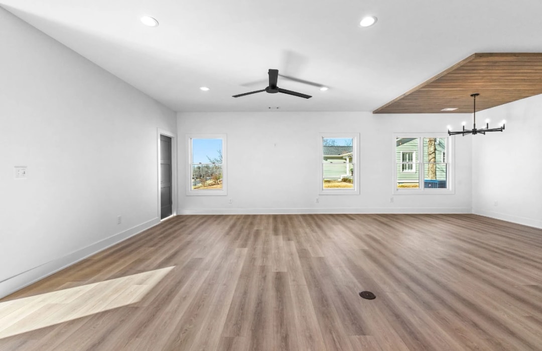 Vinyl plank flooring in great room