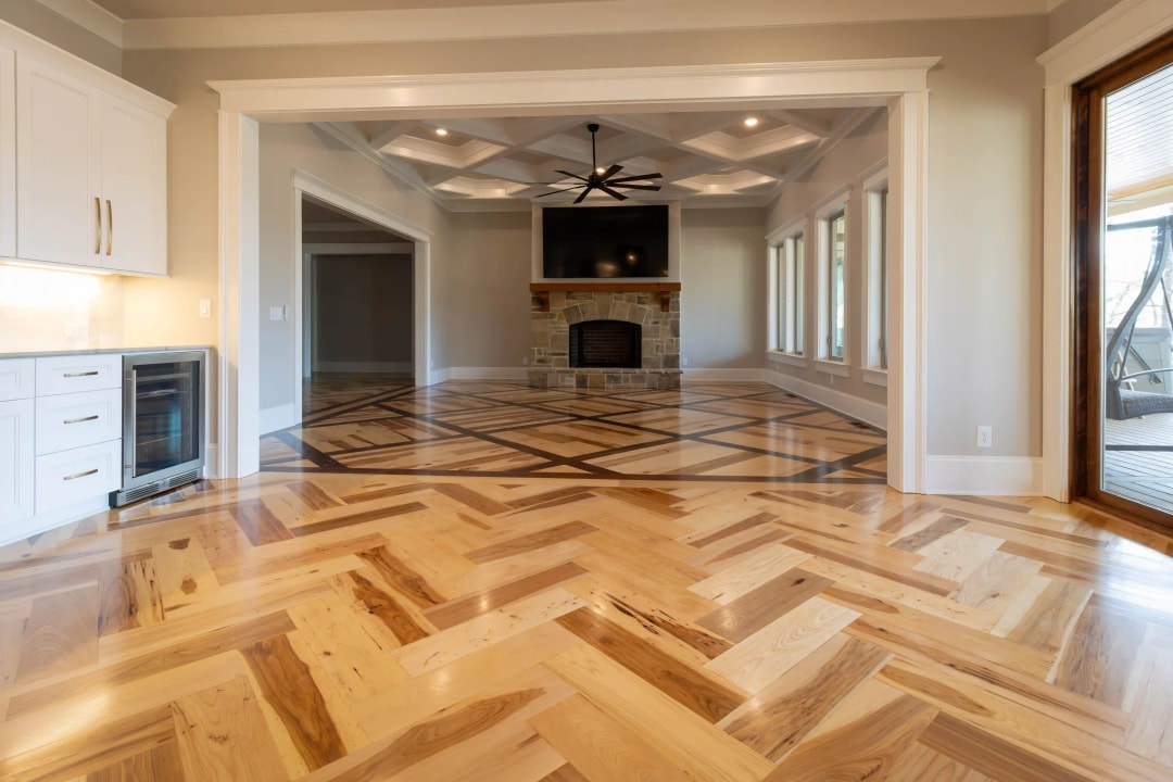 Custom flooring design in livingroom