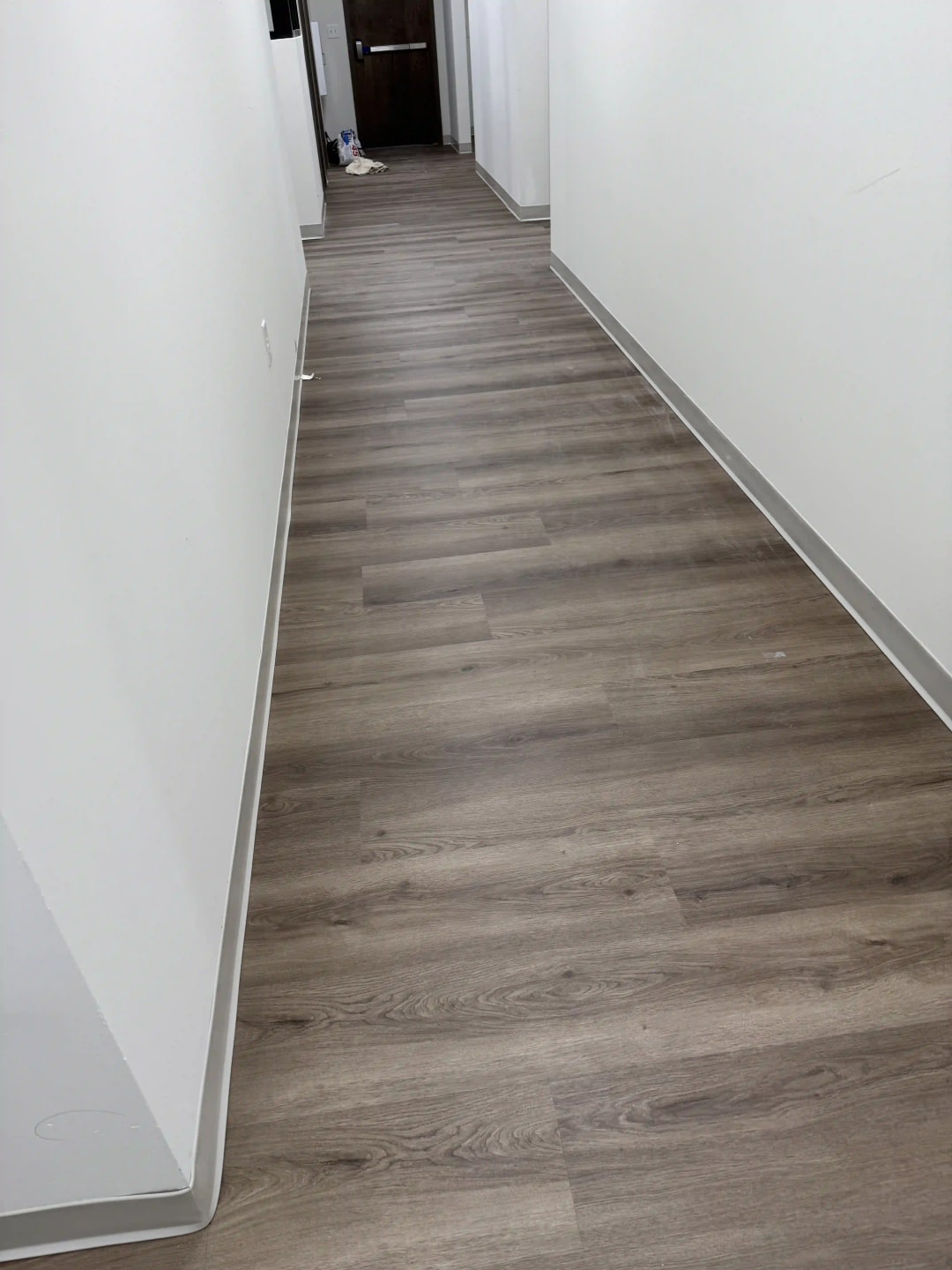 Vinyl plank flooring in office building