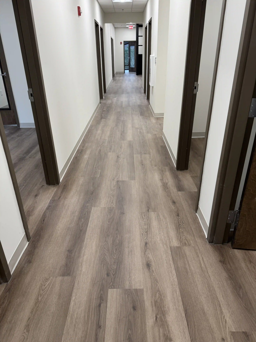 Vinyl plank flooring in office building